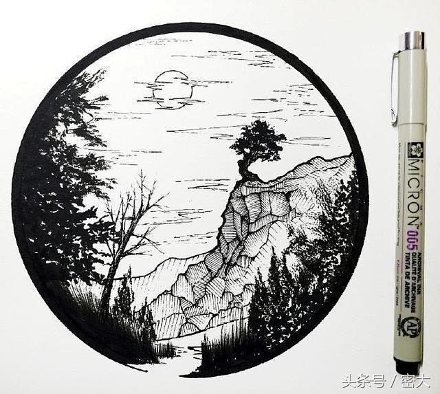 一支勾线笔就能画出来的极简黑白小画我最喜欢这样的风格