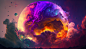 General 3136x1792 AI art abstract colorful clouds sphere space