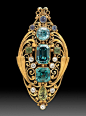 Frank Gardner Hale, jeweled scroll brooch, about 1920. | JEWELRY