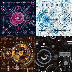 未来科技几何圆形图案图形科幻创意海报背景AI矢量设计素材AI63-淘宝网