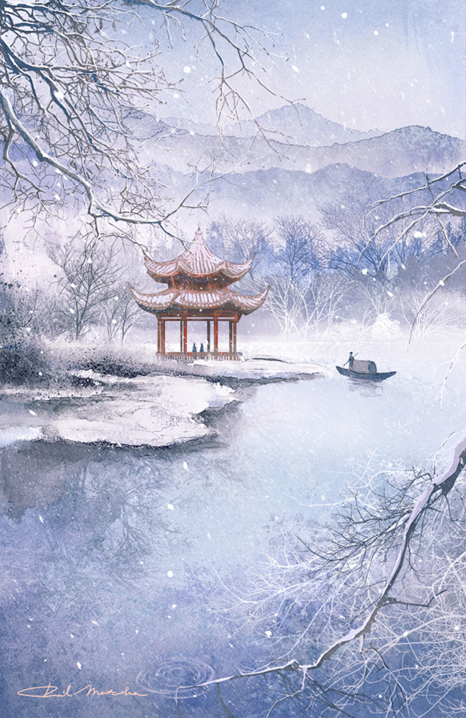 雪落无声_RedMatcha__插画师作...