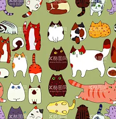 可爱猫咪  - 源文件下载【酷图网】猫咪,猫,可爱卡通,可爱猫咪,数码印花,男女装