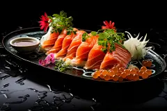 细嫩清爽的日式料理三文鱼摄影图片
