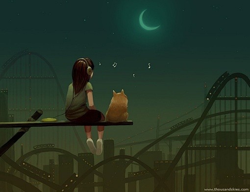 我孤单的坐在桥上，陪着月光歌唱 ...