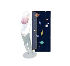 大童  的插画 偷窥宅男