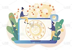 占星学的科学概念。小人物占星家在线阅读本命图。占星预测。黄道带，天体坐标系，星星和星座。现代平面卡通