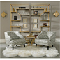 Precedent Furniture Courtney Chairs in Room with Antiqued Gold Etageres