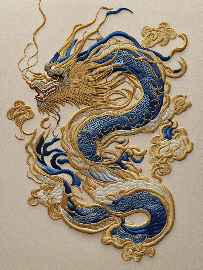 【苏绣】中国龙，龙年大吉-花瓣网