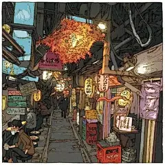 插画设计｜浓浓的日式街头风