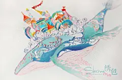 花开天堂 － 鲸鱼城堡 #花开天堂# #绣色# #刺绣# #手工# #手绘#