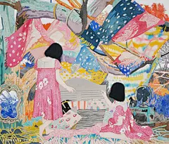 【日本女画家Naomi Okubo大久保如彌插画作品欣赏】
Naomi Okubo 大久保如彌1985年出生的日本画家。她毕业于Musashino Art University武藏野美术大学。她的作品很大程度上受了时尚的影响，有种装饰的感觉，但图案隐藏在葱郁奇特的组合里。主体物以非常独特、非传统的面貌表现出来。她的作品是非传统的、独特的，却用了一种意想不到的雅致的方式来描绘。
