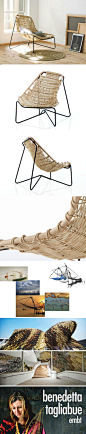 西班牙建筑师Benedetta Tagliabue最近为Expormim家具公司设计了一款椅子rattan tina chair，她在世博会西班牙馆建筑项目中就开始研究传统的柳条编织技术，现在则用在了家具中。