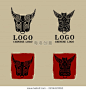 中国古典 牛头 青铜图案图腾 手绘线稿剪影 标志logo素材