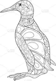 可爱的,鸟类,成年的,图像,动物,洋葱花,乱画,着色,花