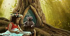 幻想, 童话森林, 女孩, 森林, 性质, 心情, 树, 绿色, 牧歌