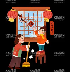 新年卡通画  - 源文件下载【酷图网】新年喜庆素材,古风素材,春节素材,恭贺新禧,节日素材,手绘卡通,人物手绘,人物插画,新年素材,手绘,新年元素,传统习俗,民俗,乡村民俗,传统民俗,贴福字,贴对联,新年送福,团圆饭贴春联,放鞭炮,穿新衣,卡通人物,恭喜发财,过新年,传统节气,小年,年夜饭,新年卡通人物,