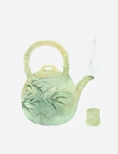 绿色竹叶茶壶手绘高清素材 手绘 竹叶 绿色 茶壶 免抠png 设计图片 免费下载