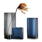 设计感几何玻璃花瓶线条现代轻奢灰蓝玻璃摆件软装样板间极简饰品-淘宝网
