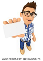 3d young people. Teenager showing a blank card. Isolated white background.