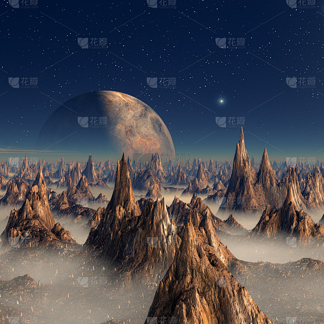 梦幻星球表面的石笋柱。