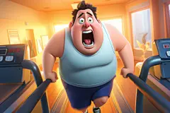 努力减脂肥胖人物运动减肥插画图片