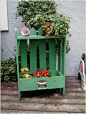 This beautiful green planter and shelf is a thing of beauty as well as utility. Shelf can be used to place gardening tools or even flower pots and the drawer attached in the bottom can be used itself as the planter. The green color will complement your ga