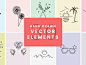 Welcome to a very creative set of completely hand drawn vector elements. These graphics are fully hand drawn with mouse directly in Adobe Illustrator, so you can easily scale up and even change the stroke size of each single element. This pack includes 30