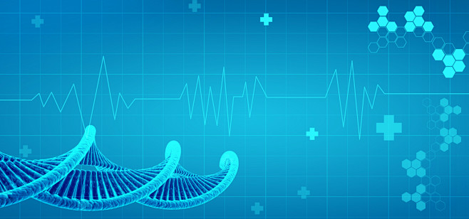 医疗立体分子链心电图海报背景图片素材