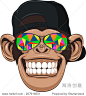 Vectorial illustration, funny monkey with glasses