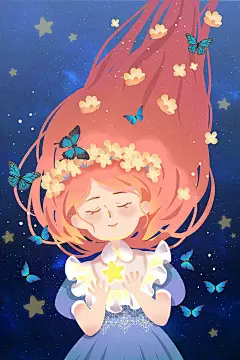 女生节红发飘逸女孩