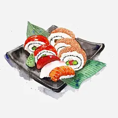 海鲜寿司手绘画片 平面电商 创意素材