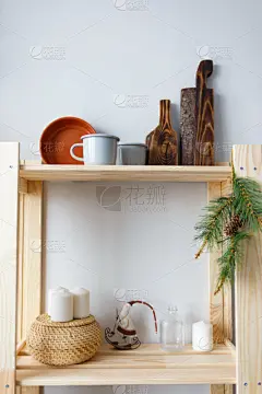 背景,支架,厨房,纪念品,盘子,墙,白色,不锈钢,空的