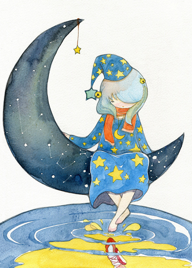 冇小雨  的插画 星月