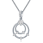 MaBelle 18K White Gold Diamond Circle Halo Style Pendant /w 925 Sterling Silver Chain (1/4 cttw, 16')