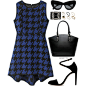 A fashion look from December 2014 featuring blue dress, heeled sandals and black purse. Browse and shop related looks.