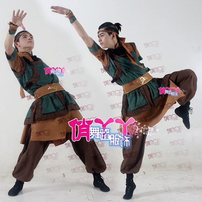 戈壁沙丘蒙古舞蹈服男装/沙漠服装少数民族...