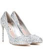 Glitter pumps : Silver-tone glitter pumps