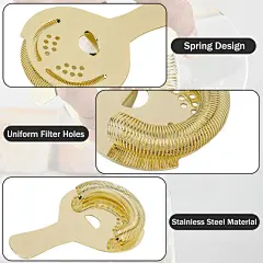 Fine Mesh Strainer Rust Proof Stainless Steel Cocktail Strainer Fine Filter Portable Professional Bar Strainer for Home Party Bars(Gold) : Amazon.co.uk: Home &amp; Kitchen