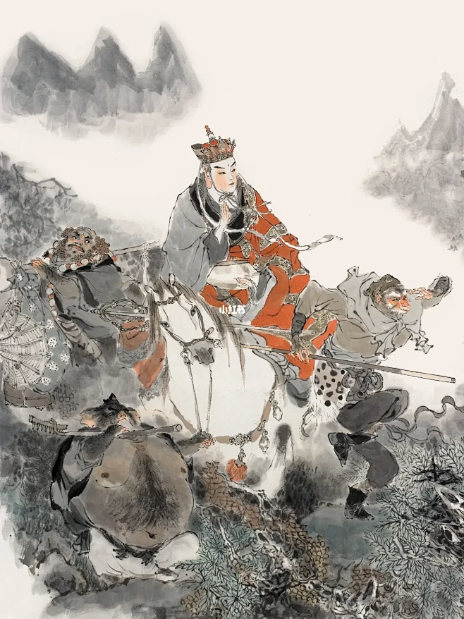 戴敦邦绘《西游记》之师徒四人取经图-花瓣网