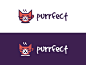 Purrfect红紫色身份品牌设计标志可爱的动物猫 咖啡设计