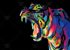 潮流波普风格动物老虎猫狗牛马狮子狼鸟鹿豹艺术装饰画AI矢量素材-淘宝网