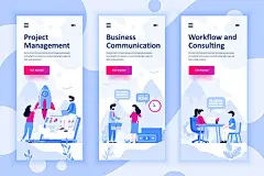 简约时尚多用途扁平化风格Instagram故事入门屏幕移动应用程序着陆页插画banner海报设计模板-2