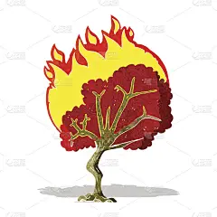 卡通燃烧树
