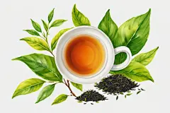 温馨手绘清新味如甘霖茶叶图片插画