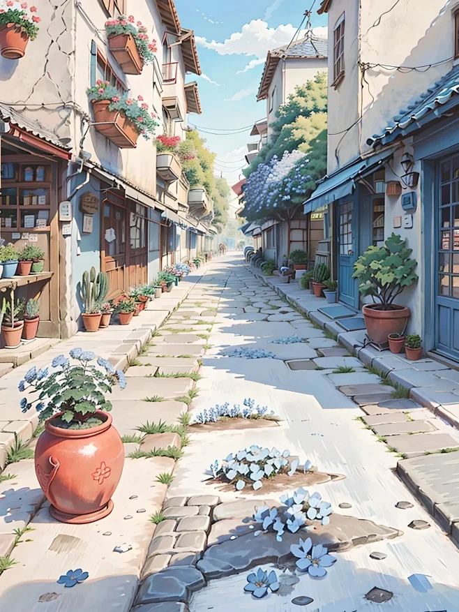 宁静的小镇街景