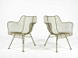 Pair Of Sage Green Woodard Sculptura Lounge Chairs image 3