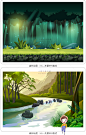 H58手绘可爱卡通童话森林场景树木背景插画海报矢量EPS设计素材-淘宝网