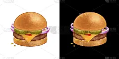 经典的汉堡孤立手绘插图