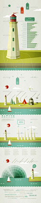 Infographics elements with a lighthouse  - Infographics 