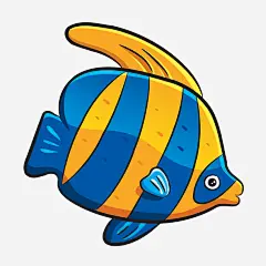 矢量手绘世界海洋日条纹鱼